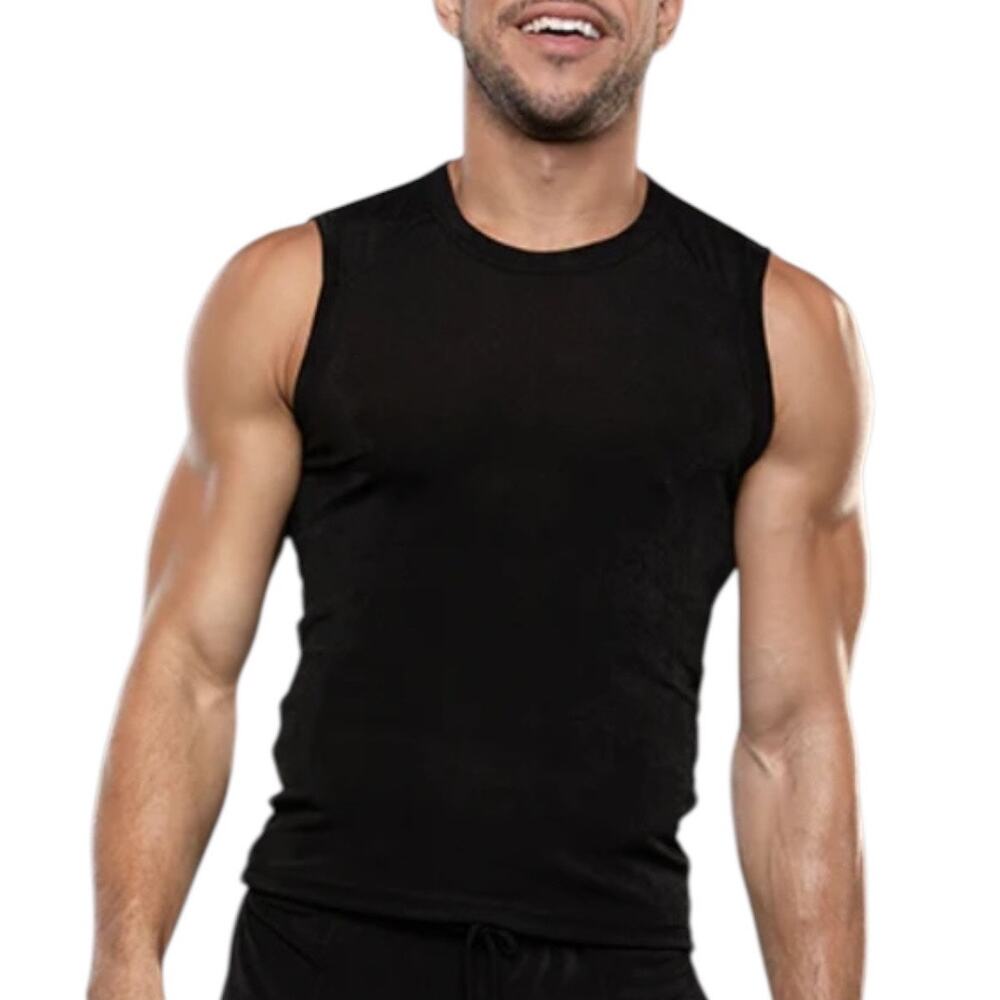 Andrew Christian Sensual Rib Muscle Tee Large Black